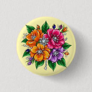 Colourful Floral Bouquet 3 Cm Round Badge