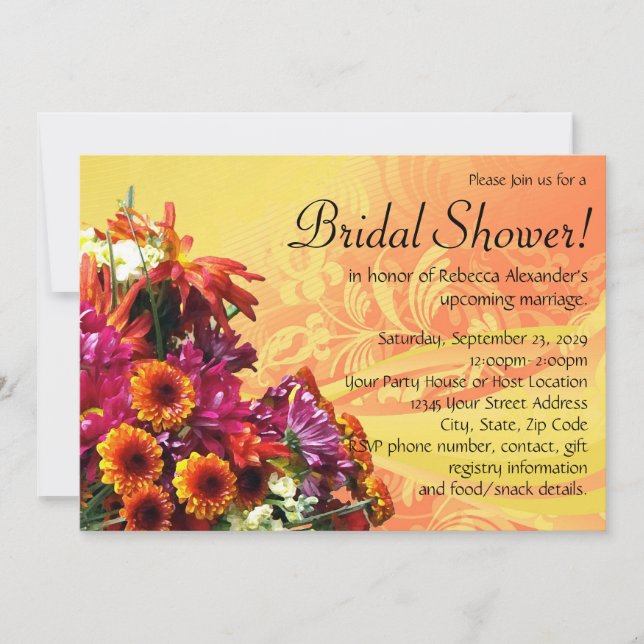 Colourful Floral Bouquet Bridal Shower Invitations (Front)