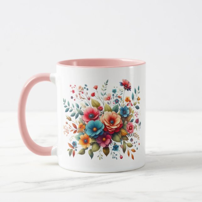 Colourful Floral Bouquet Design-58576 Mug (Left)