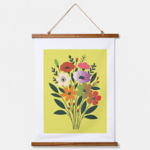 Colourful Floral Bouquet Illustration   Modern Bot Hanging Tapestry