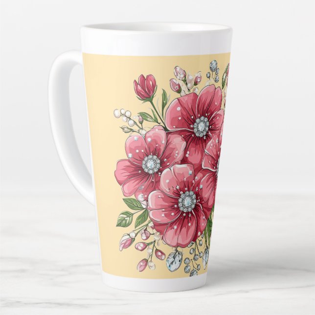 Colourful Floral Bouquet Latte Mug (Left Angle)