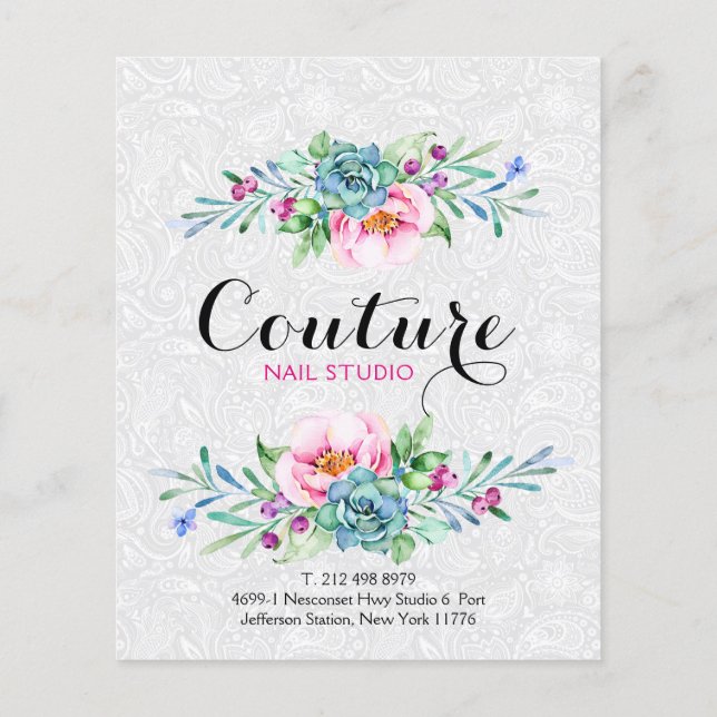 Colourful Floral Bouquet Menu List (Back)