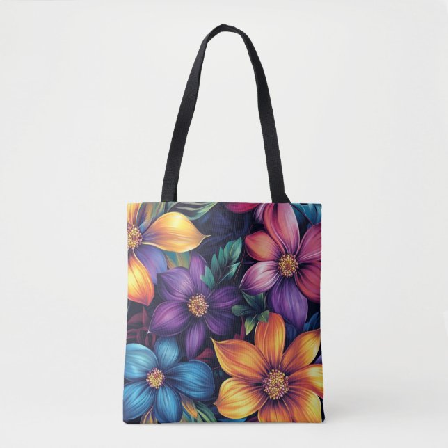 Colourful Floral Bouquet Tote Bag (Front)