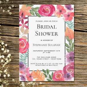 Colourful Floral Bridal Shower Invitation