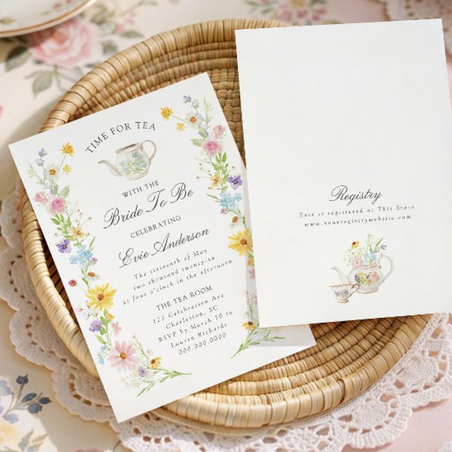 Colourful Floral Bridal Tea Party Invitation (Creator Uploaded)