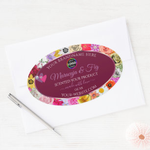 Colourful Floral Burgundy Product Label Hearts Log