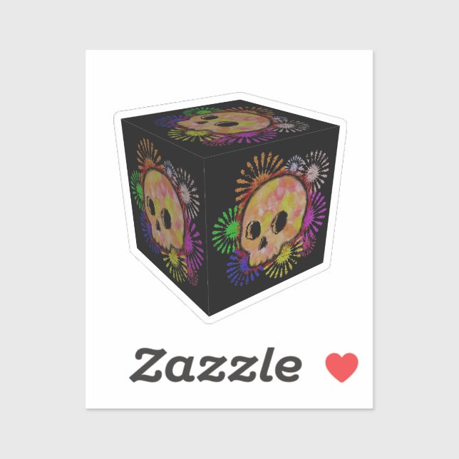 Colourful Floral Burst Skull Watercolor Cube (Sheet)