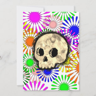 Colourful Floral Burst Skull Watercolor Invitation