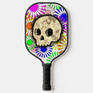 Colourful Floral Burst Skull Watercolor Pickleball Paddle