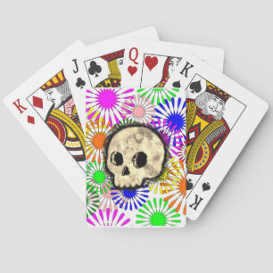 Colourful Floral Burst Skull Watercolor Playing Cards