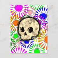 Colourful Floral Burst Skull Watercolor 