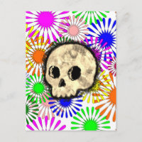 Colourful Floral Burst Skull Watercolor