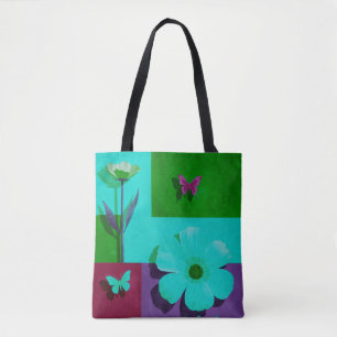 Colourful Floral & Butterfly Art Tote Bag