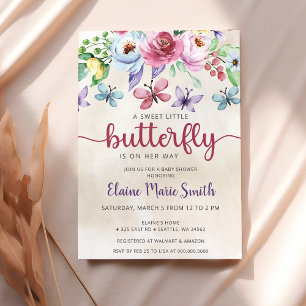 Colourful Floral Butterfly Garden Baby Shower  Invitation
