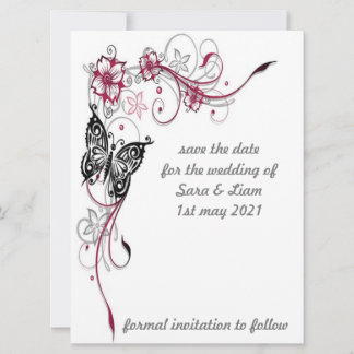 colourful floral butterfly save the date