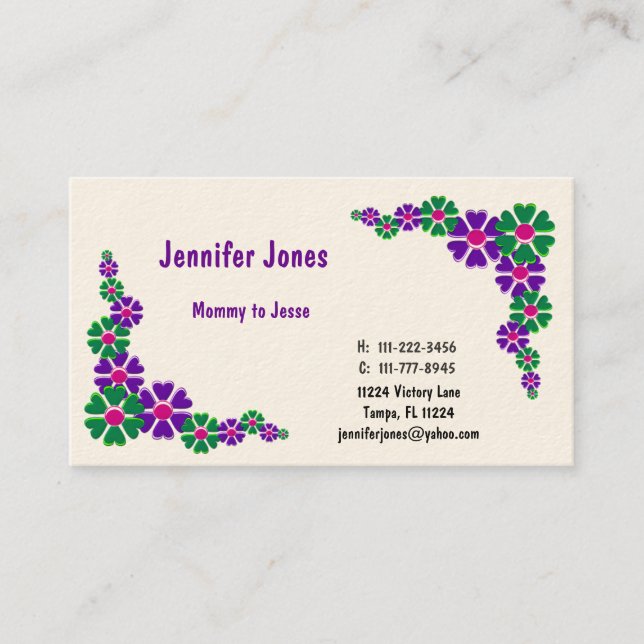 Colourful Floral Calling Card (Front)