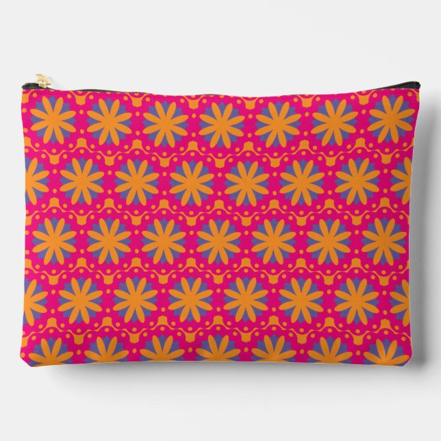 colourful floral circle shapes accessory pouch (Front)