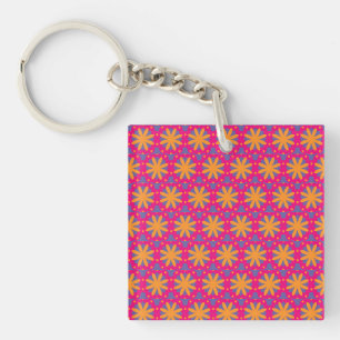 colourful floral circle shapes key ring