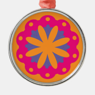 colourful floral circle shapes metal tree decoration