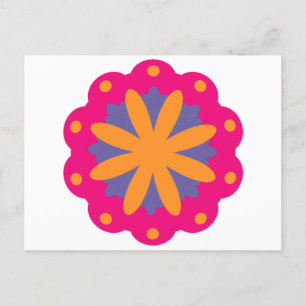 colourful floral circle shapes postcard