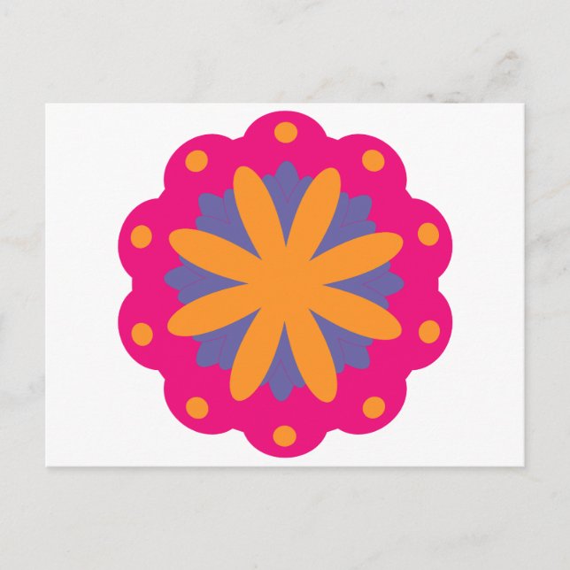 colourful floral circle shapes postcard (Front)