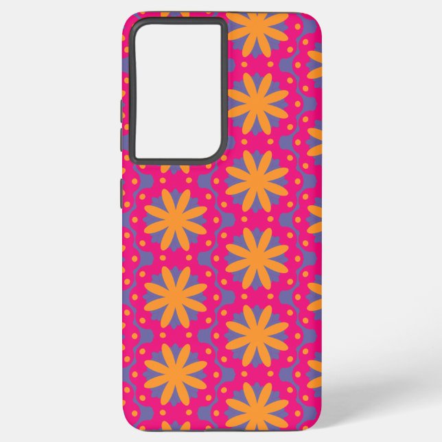 colourful floral circle shapes samsung galaxy s21+ case (Back)