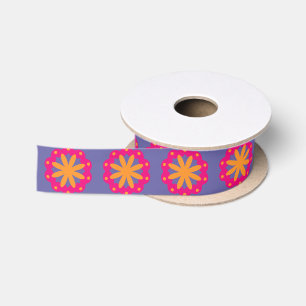 colourful floral circle shapes satin ribbon
