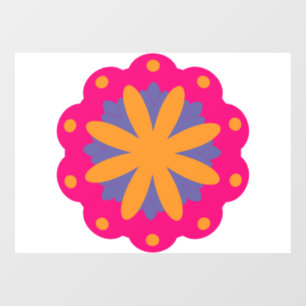 colourful floral circle shapes window cling
