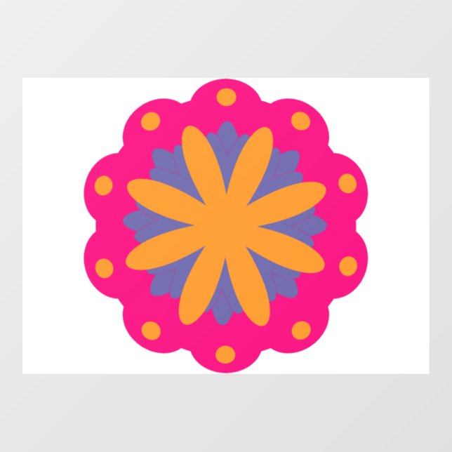 colourful floral circle shapes window cling (Sheet)
