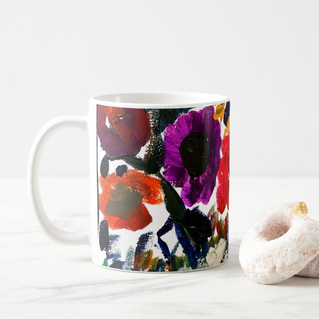 Colourful Floral Coffee Mug (With Donut)