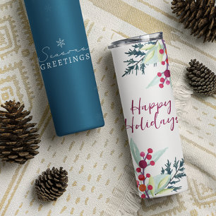 Colourful Floral Custom Corporate Happy Holiday Thermal Tumbler