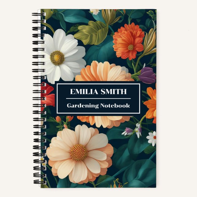 Colourful Floral Daisy Gardening Notebook (Front)