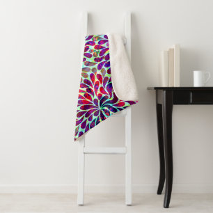 Colourful Floral Damask Seamless Pattern Sherpa Blanket