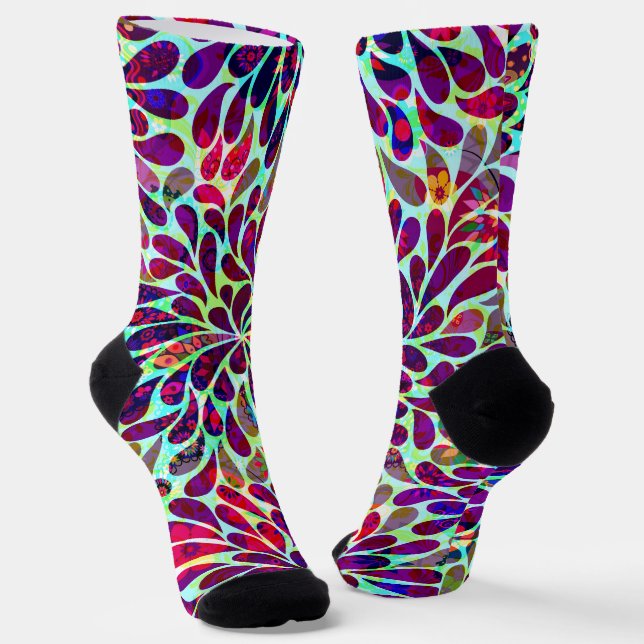 Colourful Floral Damask Socks (Angled)