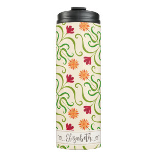 Colourful Floral Damask Sunflower Pattern Cute Fol Thermal Tumbler