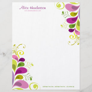 Colourful Floral Deco Leaves Nature Art Deco Chic Letterhead