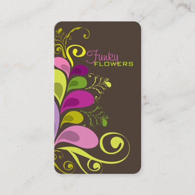 Colourful Floral Deco Leaves Nature Profile Card (Front)