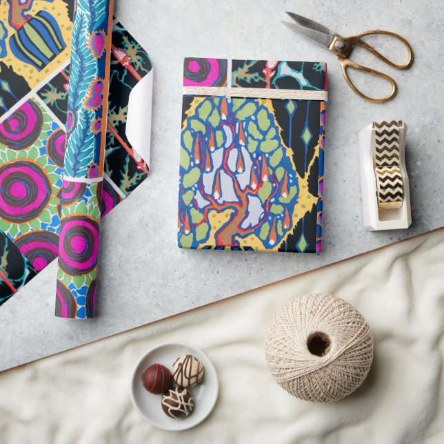 Colourful floral design, art nouveau, art deco wrapping paper (Crafts)