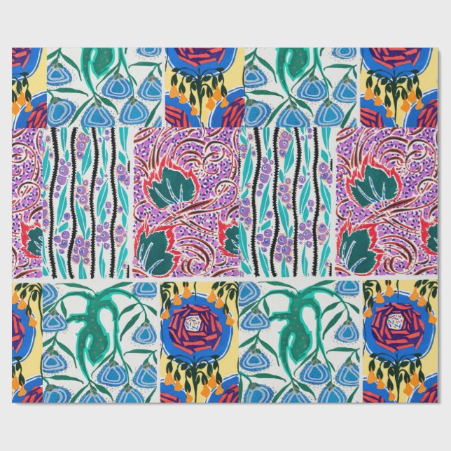Colourful floral design art nouveau  wrapping pape wrapping paper (Flat)