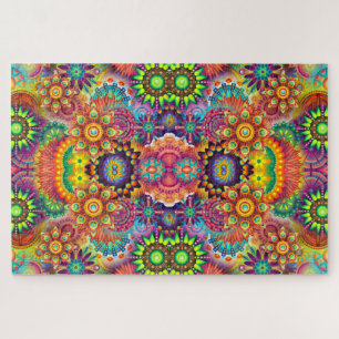 Colourful Floral Design Bouquet Mandala Jigsaw Puzzle