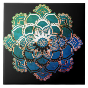 Colourful floral design ceramic tile