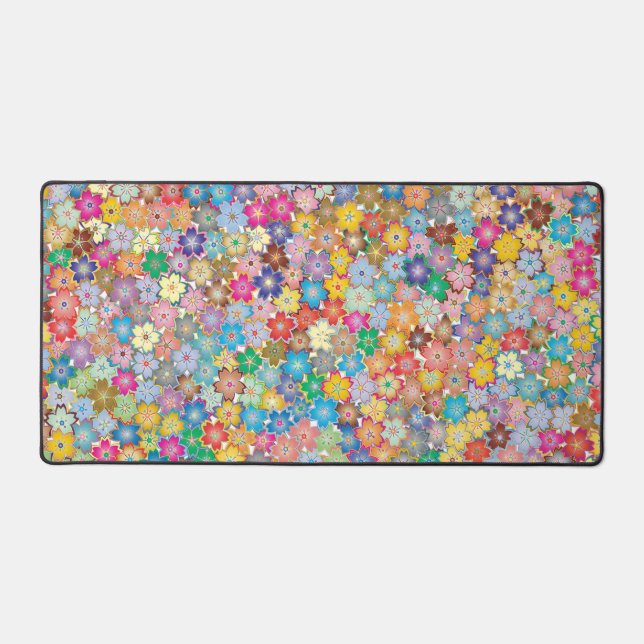 Colourful Floral Design Desk Mat (Front)