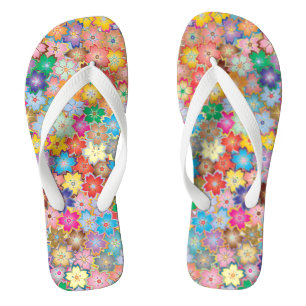 Colourful Floral Design Flip Flops