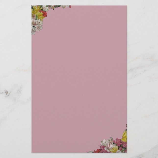 Colourful Floral Design Stationery-Lavender Stationery (Front)