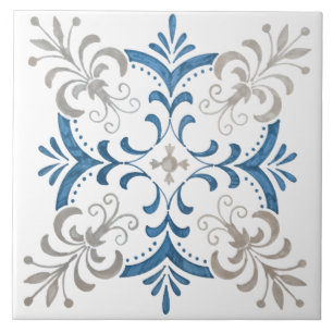 Colourful floral design tile