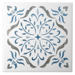 Colourful floral design tile