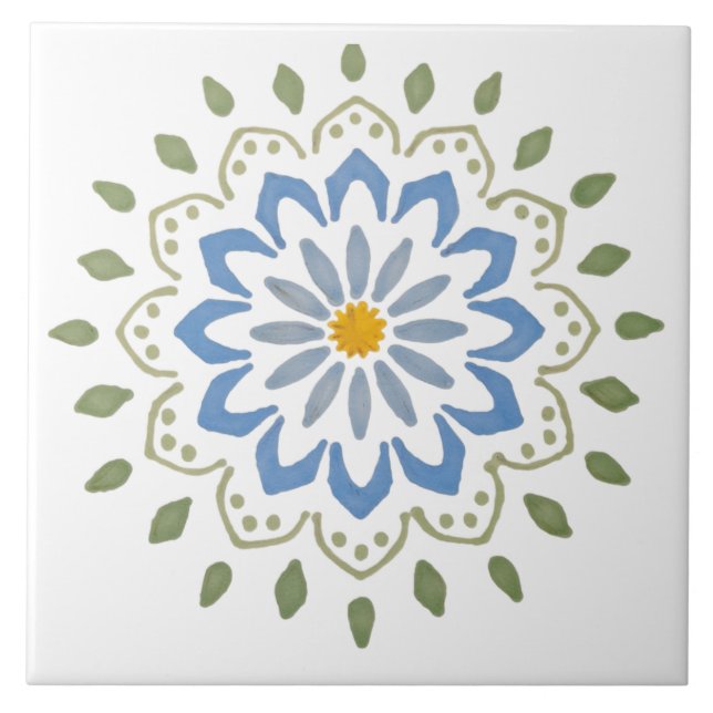 Colourful floral design tile (Front)