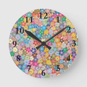 Colourful Floral Design Wall Clock