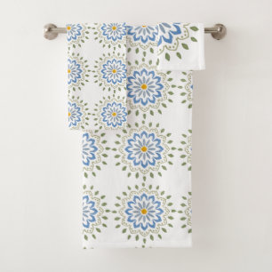 Colourful floral designs bath towel set