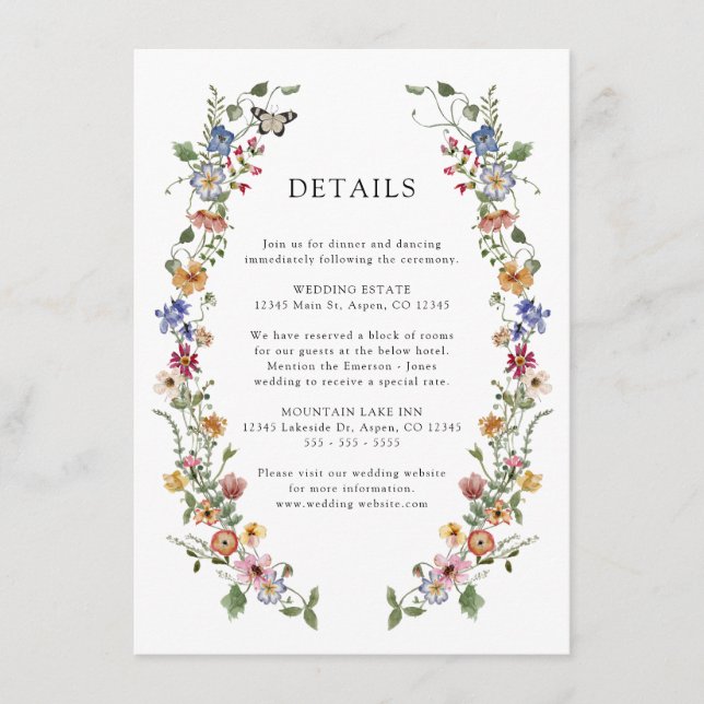 Colourful Floral Details Enclosure Card (Front)